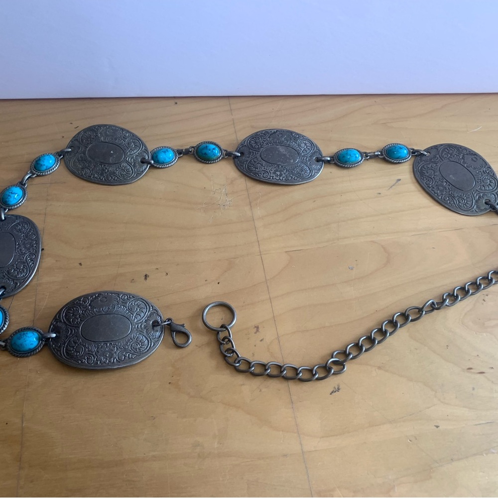 Vintage Jewelry Silver & Turquoise Belt